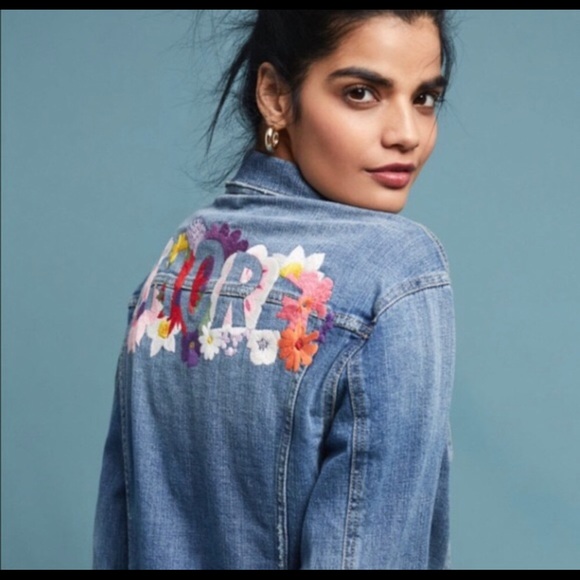 Anthropologie Jackets & Blazers - NEW Anthro Pilcro Embroidered Amore Jean Jacket XS